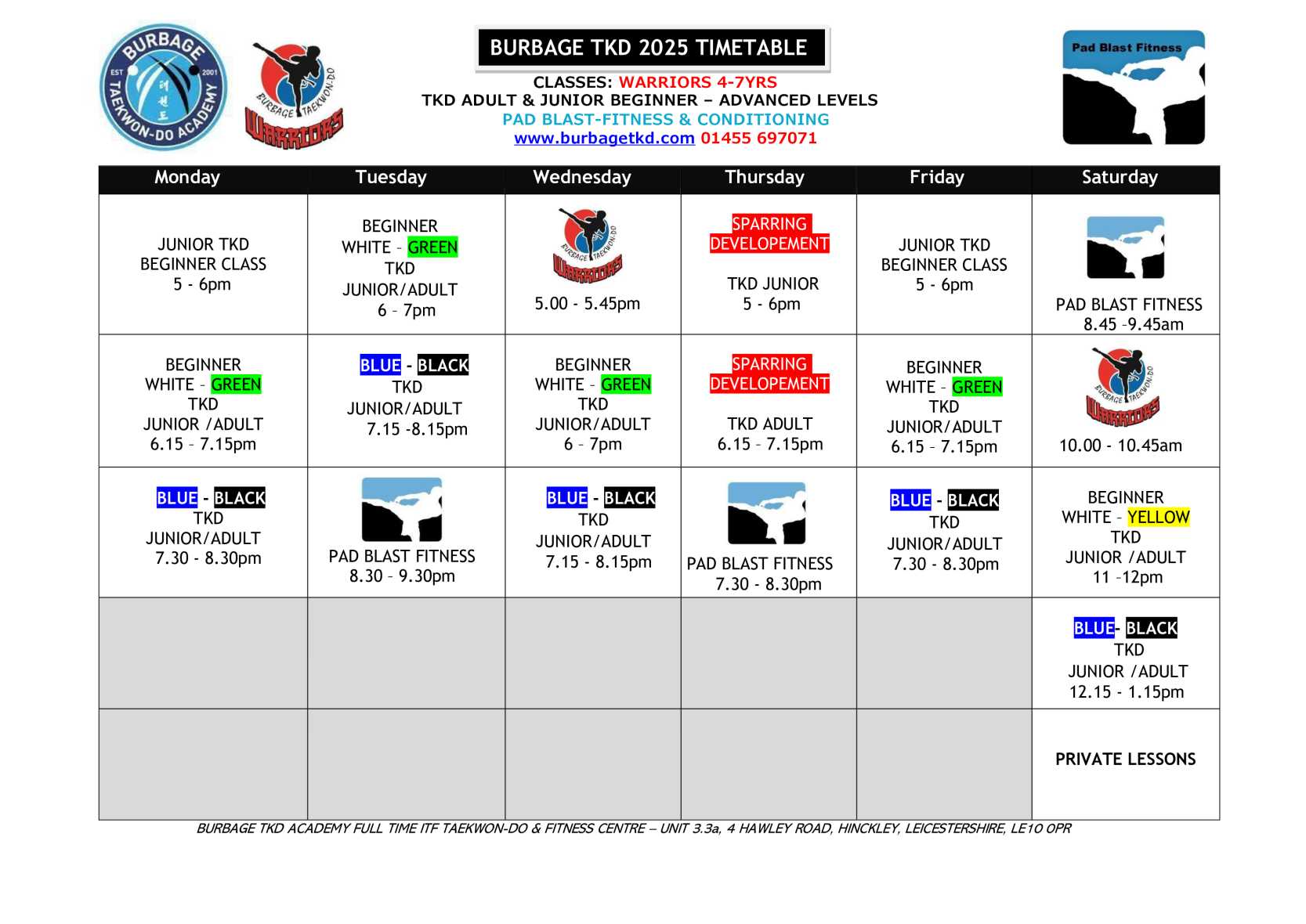 TIMETABLE 2025